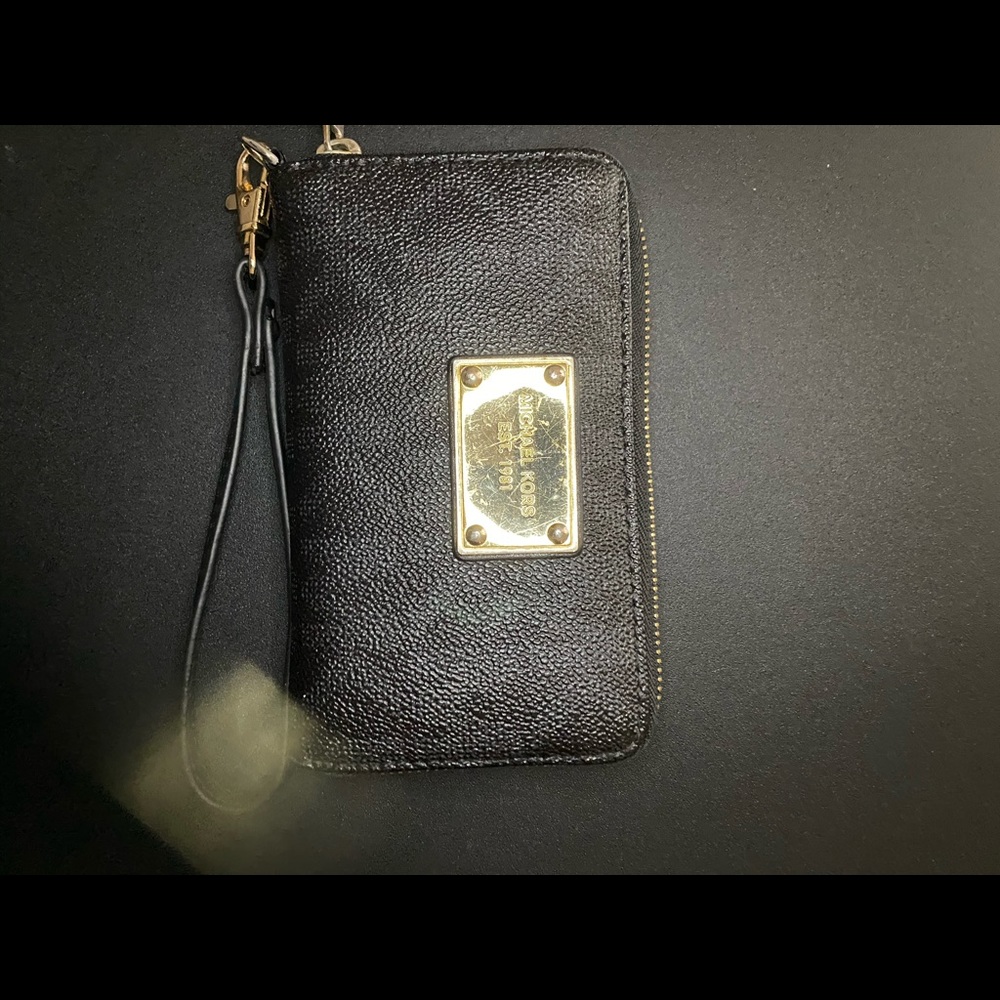 Michael Kors black on black wristlet